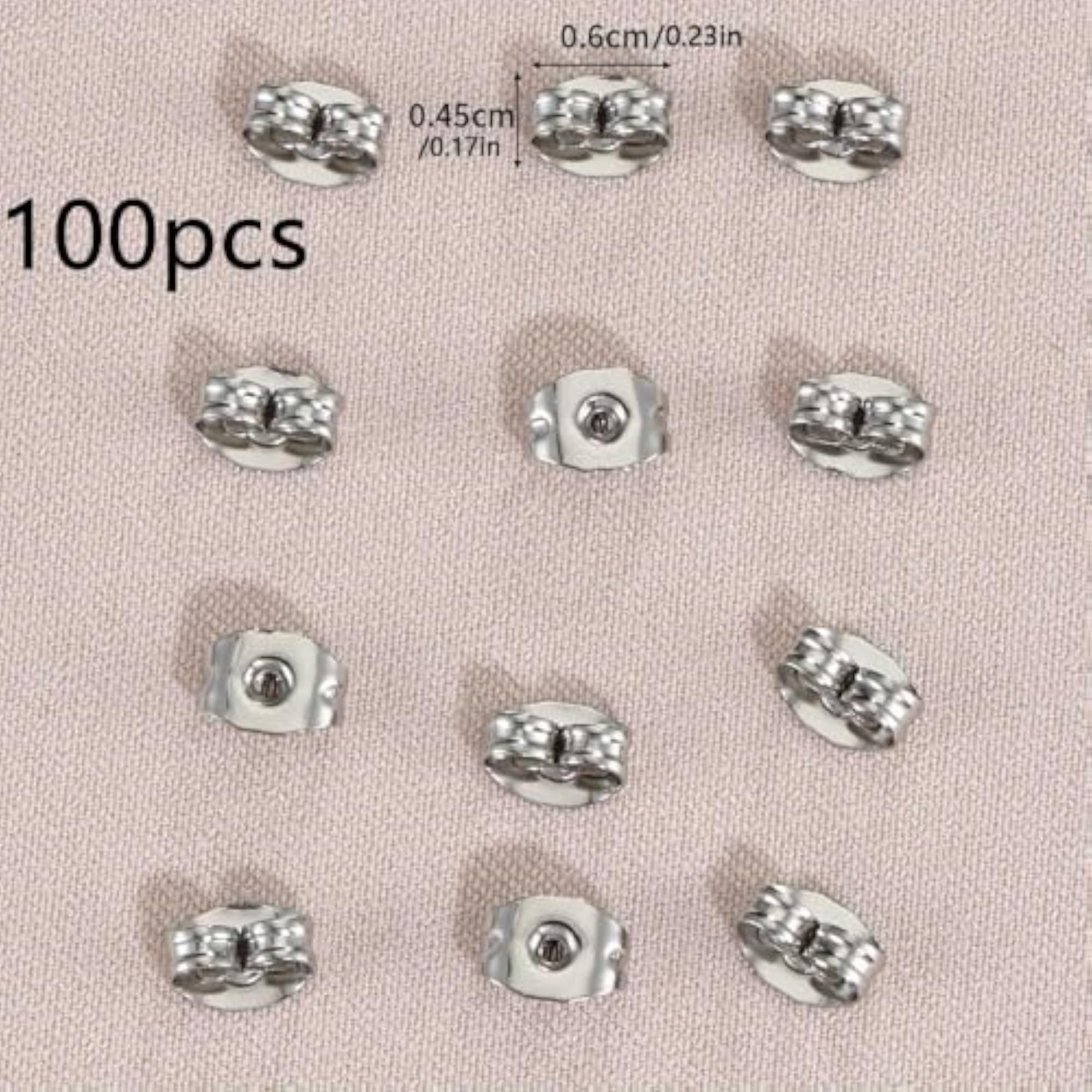 100 Pcs Stainless Steel Butterfly Earring Backs