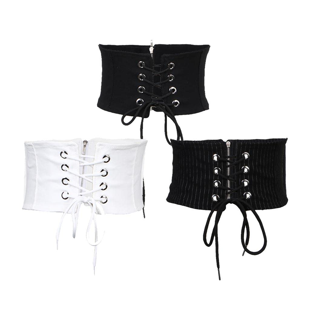 elbme Womens Elastic Wide Waist Belt Stretch Waspie Corset Waist Band Black-picture-48