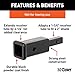 CURT 45785 Trailer Hitch Receiver Adapter, 1-1/4 to 2-Inch, 6-1/4-In Extension, 350 lbs