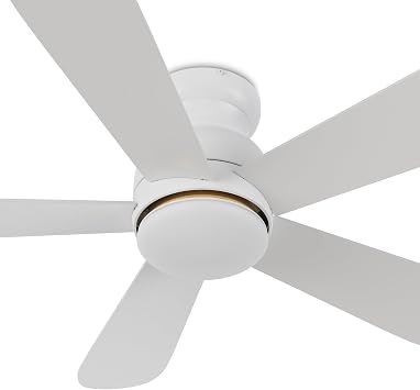 SMAFAN Smart Low Profile Ceiling Fan with Lights, DC 10 Speeds Flush Mount Ceiling Fan with 3 Dimmable LED Light, Compatible with Alexa, Siri & Google Home & APP, 48", White
