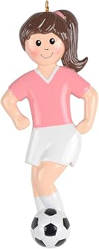 Soccer Girl Christmas Ornament 2026 - Personalized Soccer Player Ornament with Name, Custom Sports Keepsake Gift for Girls Young Female Athletes Teams & Match Day Fans