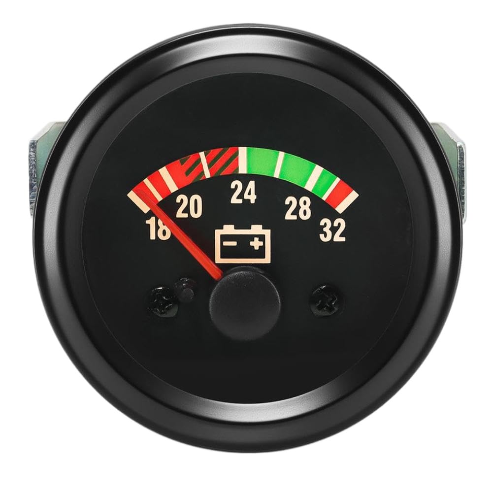52mm 24V Water Temperature Gauge Oil Pressure Gauge Voltmeter Oil Temperature Gauge with Yellow LED Pointer Compatible with Car Systems(Water Temp Gauge)
