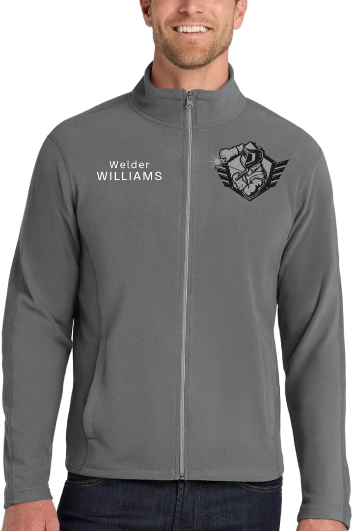 Welder Custom Embroidered Fleece Jacket, Zip Up Coat, Embroidery Name, Personalized Jackets for Women Men