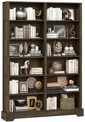 TVU 6-Tier Walnut Wood Bookcase and Shelves