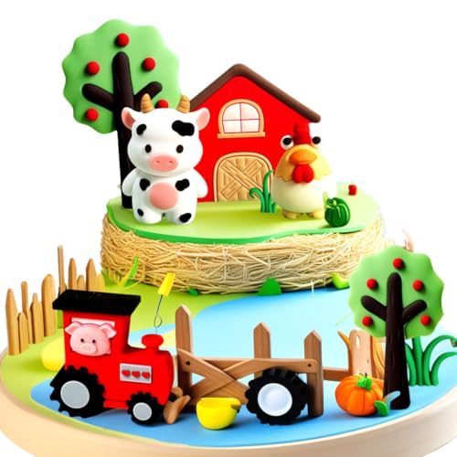 Bauernhof Tier Kuchen Topper Bauernhof Kuchen Dekorationen Kuh Geburtstag Dekoration Kuh Schwein Huhn Kuchen Dekorationen Bauernhof Tier Cupcake Toppers