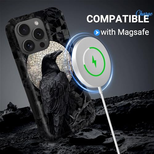 Coque iPhone 15 Pro MagSafe antichoc double couche noire luxueuse