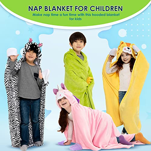 Unicorns & Robots Hooded Blanket For Kids, Wearable Fleece Throw Blanket For Toddler Boys And Girls, Oeko Tex Certified, 3D Hood And Hand Pockets, Cozy And Plush, Dino, Green #TOP5