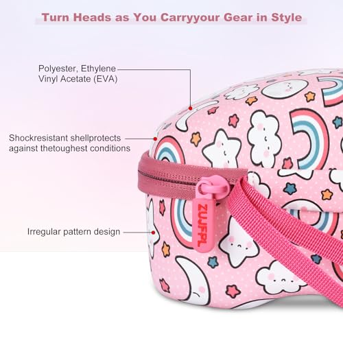Hard Ski Goggle Case EVA Box, Air Vents Water Resistant Shockproof Shell Snowboard Goggles Bag for Girls, Large Sports Storage for Snow & Water Sport with High-Performance Proof Zipper (Pink) - Thumbnail 7