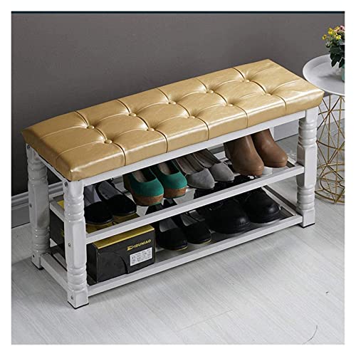 Étagère de rangement pour chaussures avec tabouret rectangulaire intégré