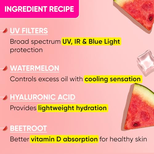 Dot & Key Watermelon Cooling Sunscreen SPF 50+ PA++++ | With Hyaluronic Acid, Instantly Cools Skin, Broad Spectrum Protection | Controls Excess Oil, Checks Tanning, No White Cast, All Skin Types | 50g (Image - 6)