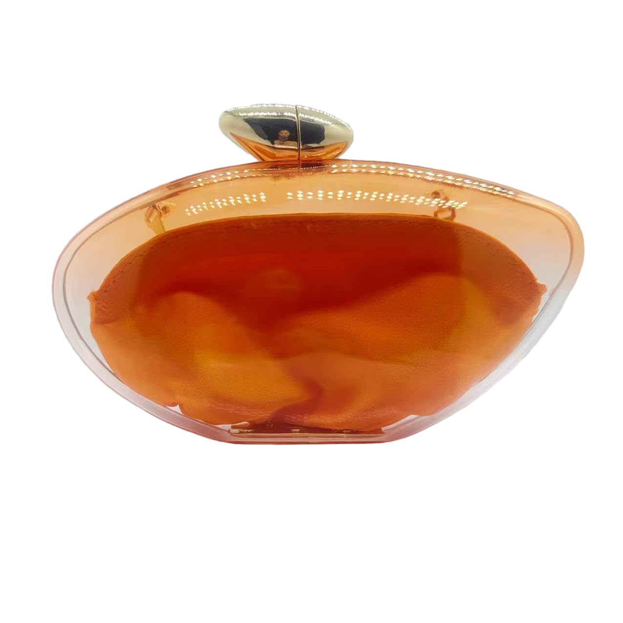 PSBIY Women Acrylic Evening Clutch Purse Unique Clear Handbag with Detachable Chain for Wedding Party Prom, Orange