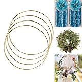 ALEMIN 4 Stück 25 cm Metallringe zum Basteln Gold aus 4 mm Metalldraht, Kranz Ringe Makramee Ringe, Traumfänger Ring, Hochzeitskranz, Wandbehänge Deko, Blumen Reifen