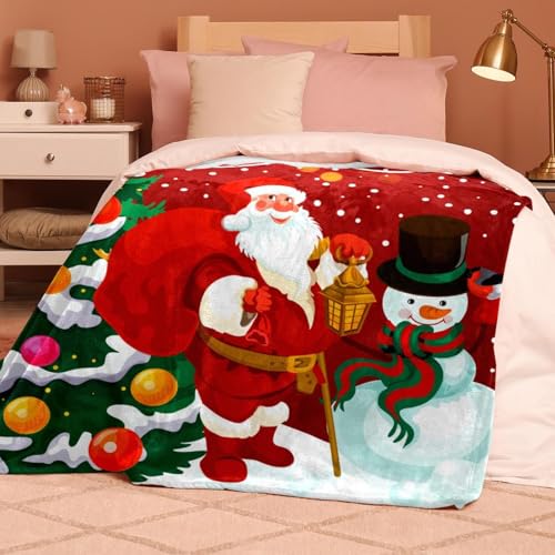 Couverture Polaire Père Noël Plaid Cadeau Doux Chaises Lits - 8