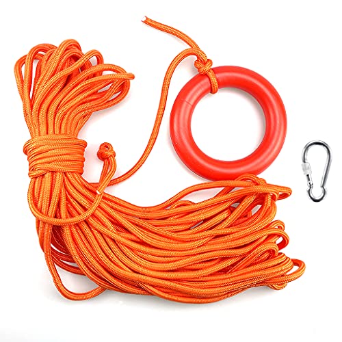 Hzfly Water Floating Lifesaving Rope, 98.4Ft Outdoor Professional Throwing Rescue Rope,Water Life Rope With Safety Snap Hoop And Floating Ring, Orange Water Floating Rope #TOP1