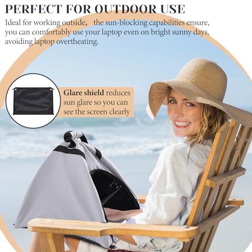 Laptop Sun Shade and Water Resistant Tent Bag with Glare Shield, Shoulder Strap, Portable Case for Working Outdoor Foldable Privacy Cover Hood4