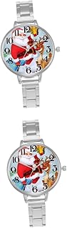 2 Pçs Relógio De Pulso De Natal Moda Relógio Feminino Relógio De Quartzo Aço Inoxidável Relógio De Quartzo Relógio Feminino Desenhos Animados Relógio De Quartzo Relógio