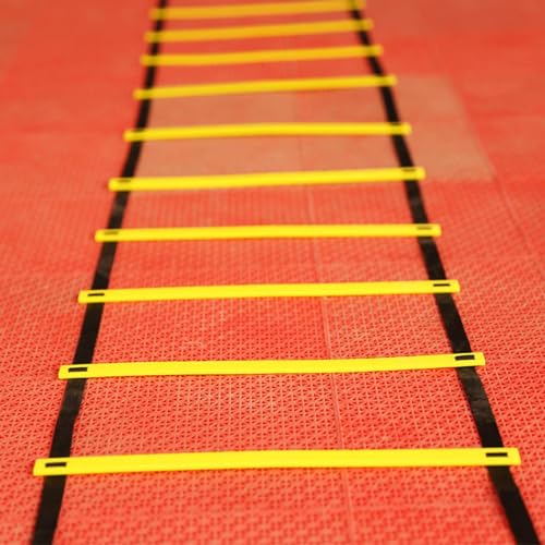 2 set of Agility Ladder Coordination Speed Ladder for Rugby Volleyball Outdoor Sports 7m 13 Sections Yellow Black - Image 8