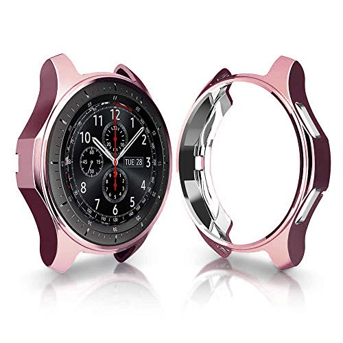 Case Compatible with Samsung Gear S3 Frontier & Classic & Galaxy Watch 46MM, FOLOME Soft TPU Plated [Scratch-Proof] All-Around Protective Bumper Shell (Rose Pink)