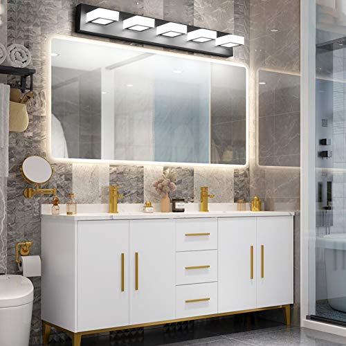 Image of Ralbay 5 Color Temperature Black Vanity Lights Dimmable Acrylic Modern LED Black Bathroom Vanity Lighting Fixtures 34inch