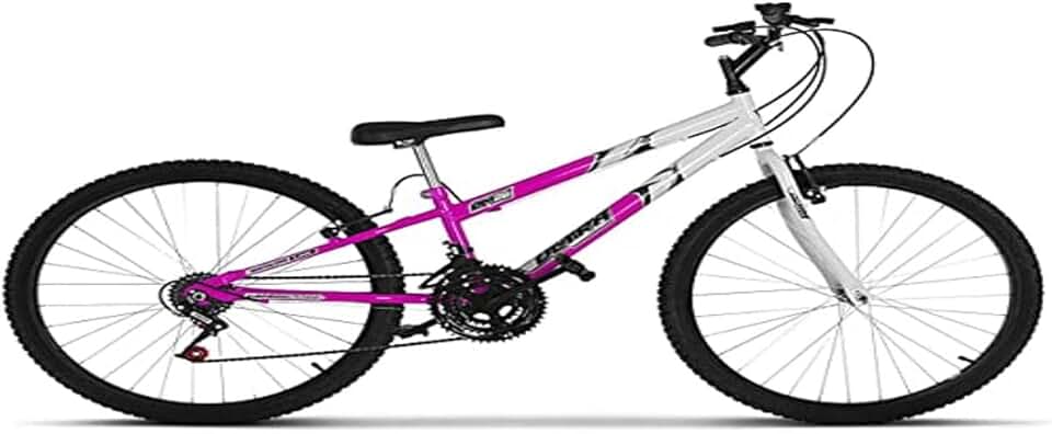 Bicicleta de Passeio Ultra Bikes Esporte Bicolor Rebaixada Aro 26 Reforçada Freio V-Brake – 18 Marchas Feminina Rosa/Branco