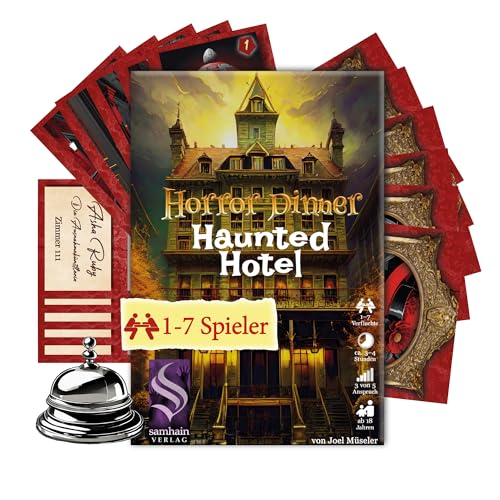 Samhain Verlag - HORRORDINNER - Haunted Hotel - Krimidinner für 1-7 Spieler, Ab 16 Jahren, 3 Stunden Spielzeit