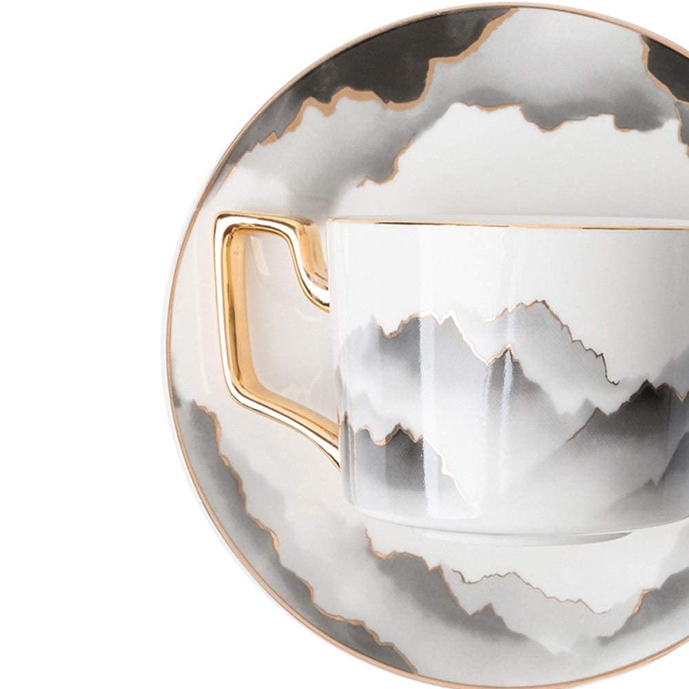 Mug à café en céramique avec Soucoupe dorée, idéal pour la Maison, Le Bureau ou Le Restaurant. Convient également pour Les Lattes et cappuccinos.