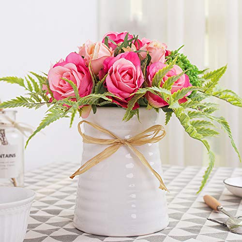 YUYAO Artificial Flowers Rose Bouquets with Vase Fake Modern Bridal Flower with Ceramic