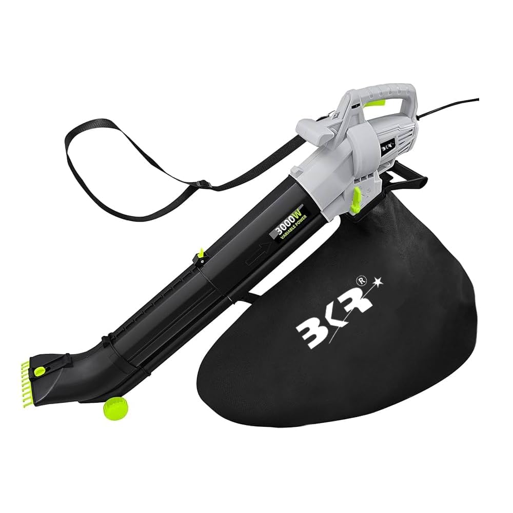 BKR Electric 2-in-1 Leaf Blower & Vacuum BKR-BLE-3000 – 3000W High-Power Motor, 270 km/h Airspeed, 10:1 Mulching, Lightweight & Efficient Garden Cleaner with 1 Year Manufacturer Warranty