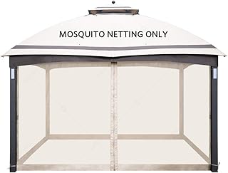 EasyLee Gazebo 10‘x12’ Replacement Mosquito Netting, 4-Panel Screen Walls for Outdoor Patio with Zipper, Universal Mosquito Net for Tent Only (Beige)