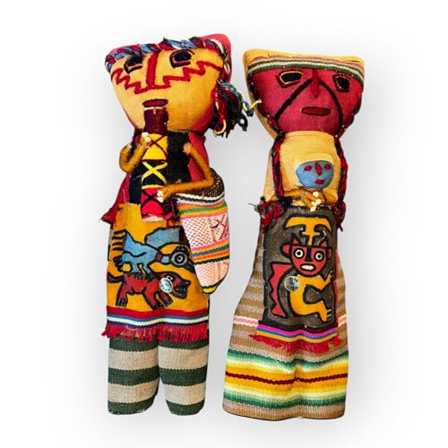 Peruvian Pachamama Dolls, 2 dolls, Females&Male, Religion, Burial Inka dolls, Hanging Home Decor, Handwoven Textiles, Large