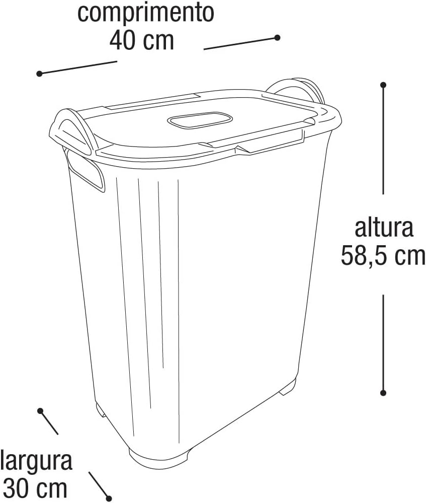 Cesto de Roupa Branco Rattan com Tampa Basculada e Alça Arqplast