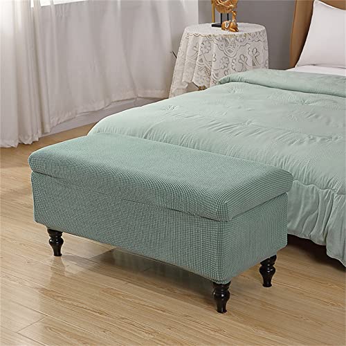Highdi Stretch Ottoman Cover Rectangle, Soft Elastic Ottoman Slipcover Folding Ottoman Storage Bench Covers Washable Footstool Protector Covers for Living Room (90-120cm,Sage Green)