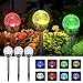 SOLPEX Solar Garden Lights Outdoor, 3 Pack Multi-Color Changing&White 2 Modes Solar Powered Glass Ball Garden Lights Waterproof for Patio Decoration