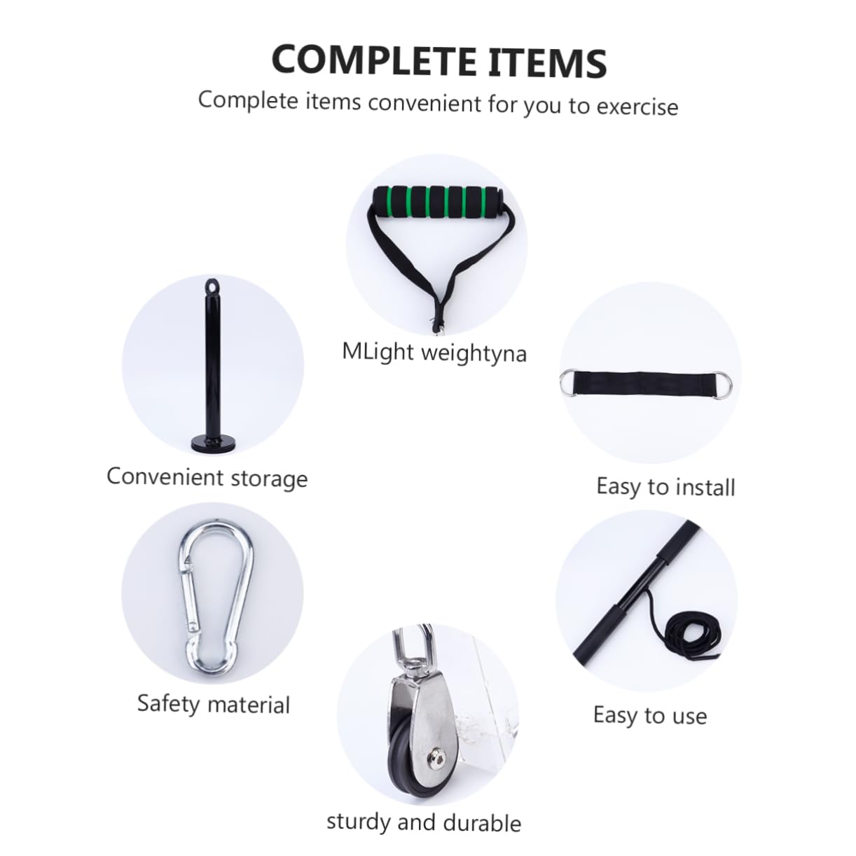 Kit de Poleas de Entrenamiento Metálico para Gimnasio en Casa, 1 Set