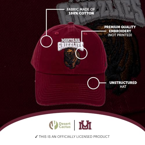 Gorra bordada ajustable University of Montana color maroon miniatura 4