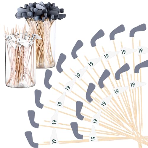 500PCS Golf Cocktail Picks 5.3inch Bamboo Golf Toothpick for Appetizers Golf Club Drink Cocktail Stirrers Golf Cake Topper Flags Golf Cocktail Toothpicks Golf Cake Topper for Golf Party Decorations