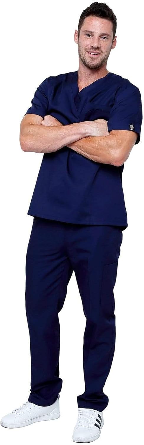Dress A Med Men's Lightweight 6 Pocket Classic Uniform Scrubs - Style 101