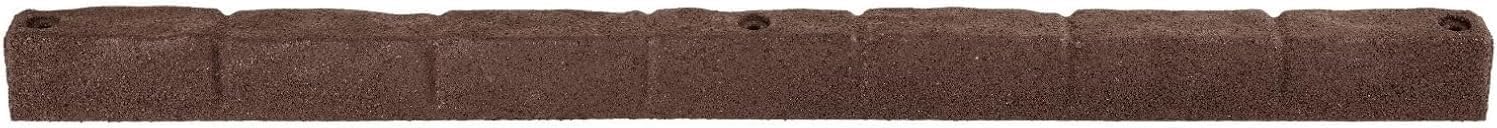 Rubberific 4' Rubber Cobblestone Flexible No Dig Landscape Mulch Border Edging with Anchoring Spikes for Lawns, Gardens, and Flower Beds (4 Edgers, Brown)