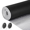 Frienda Double Reflective Insulation Foam Window Reflective Insulation Radiant Barrier Aluminum Foil Bubble Insulation Roll to Keep Heat, Thermal Insulation Shield(120 x 16 Inches,Black)