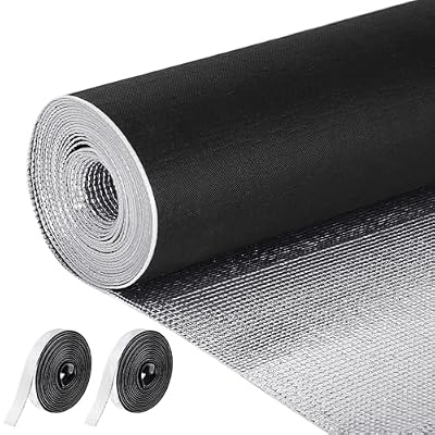 Frienda Double Reflective Insulation Foam Window Reflective Insulation Radiant Barrier Aluminum Foil Bubble Insulation Roll to Keep Heat, Thermal Insulation Shield(120 x 16 Inches,Black)