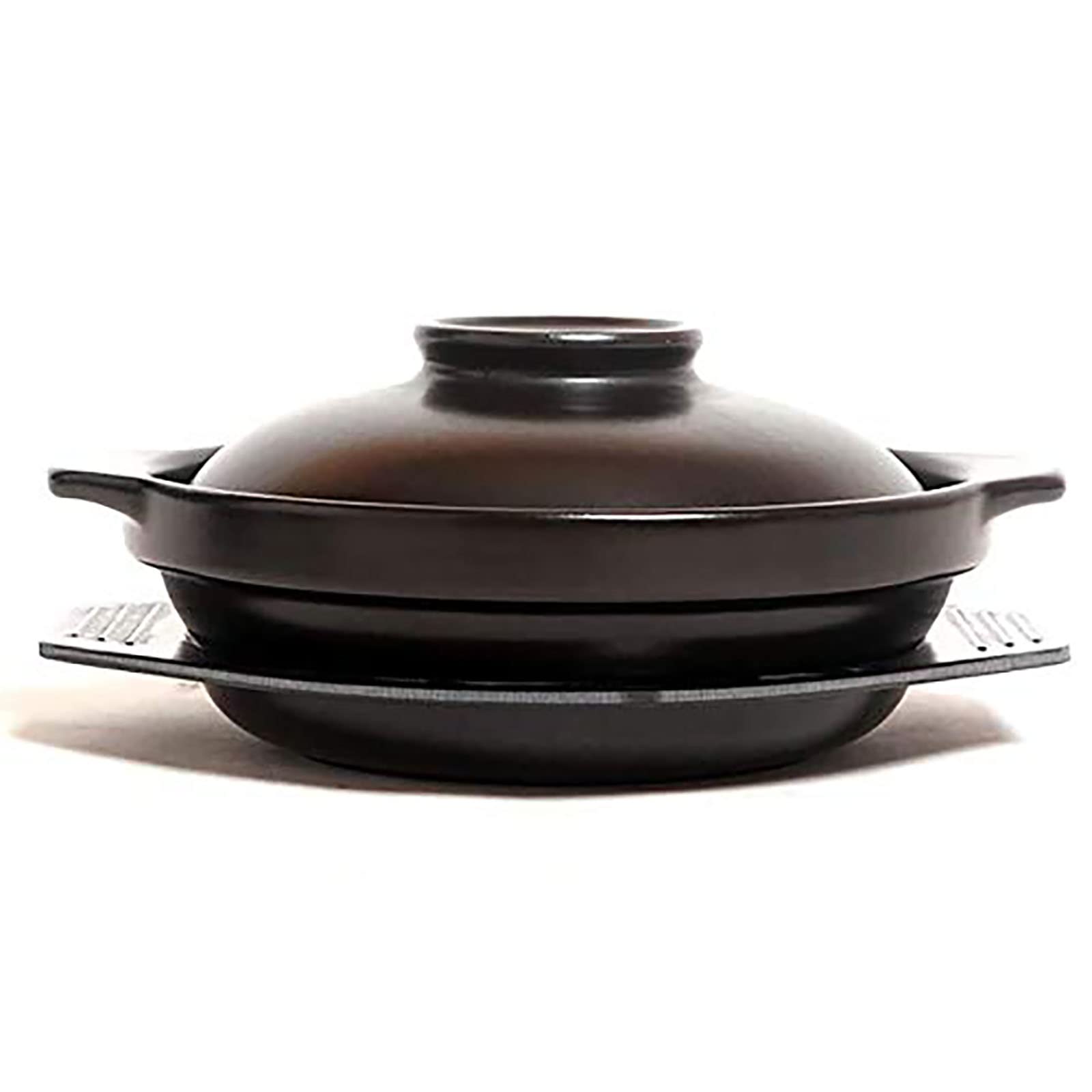 METTEOR Casserole With Lid 45 Oz Ceramic Stew Pot Soup Cooker Multi-purpose Clay Small Shallow zwart Dish