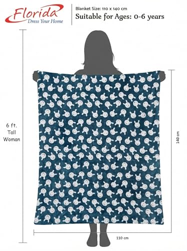 Image of Florida All Season AC Baby Blanket Swaddler Wrapper Flannel Soft and Comfortable for 0-5 Years Babies with Adorable Prints and Designs (Blue Rabbit)