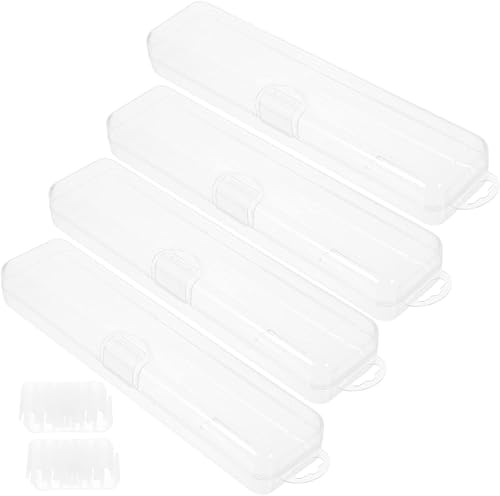 Estuche de paja de viaje de 4 piezas, recipiente de plástico transparente con tapa, pequeño recipiente transparente, dispensador de pajilla,