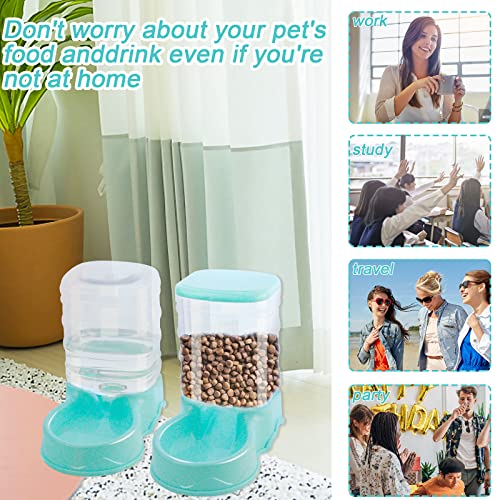 WYBG 2 Pack Automatic Cat Feeder and Water Dispenser Self Feeding Replenish Eating Bowl Storage Container for Cats Small Dogs Pets Gravity Feeder and Waterer Set Dog Cat Pet Food Bowl 3.5 L - Thumbnail 6