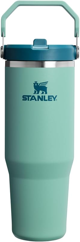 Vaso con pajita abatible STANLEY IceFlow 2.0, 30 oz, verde primavera | Asa de fácil transporte | Tapa giratoria y pajita abatible | Botella de agua resistente a fugas | Acero inoxidable aislado | Sin BPA