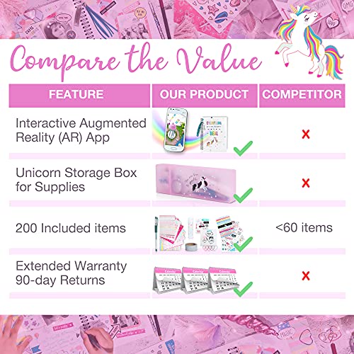 Diy Unicorn Journaling Set/Scrapbook Kit For Girls - Includes Scrapbooking Supplies Plus Augmented Reality Experience (Stem Toys) Use As Kids Planner, Organizer, Diary & Craft Kits #TOP6