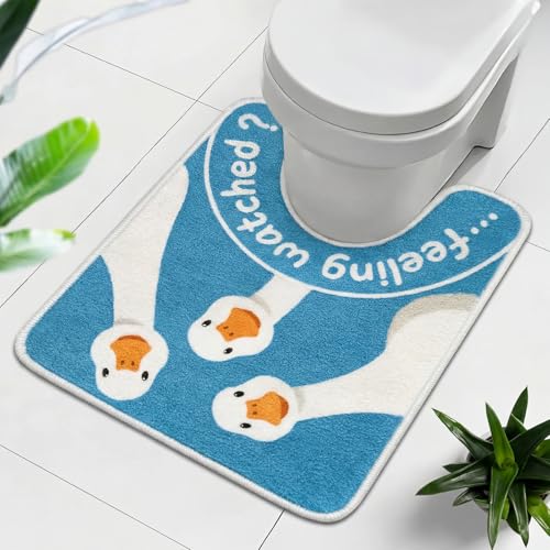 Tinideya Funny Silly Goose Toilet Rug U Shaped Bathroom Rug