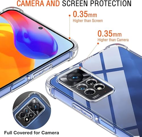Image of Lustree Redmi Note 11 Pro / 11 Pro Plus + Back Cover Transparent Case | Clear TPU Shockproof Case with Four Corner Protection & Raised Camera Guard | Slim Protective Cover for Note 11 Pro /Plus