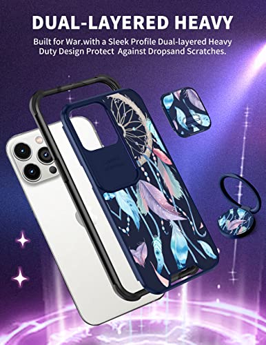 Goocrux (2In1 For Iphone 13 Pro Case Dream Catcher Women Girls Pretty Girly Phone Cover Cute Colorful Pattern Design With Slide Camera Cover+Ring Holder Aesthetic Cases For Iphone 13 Pro 6.1'' #TOP4