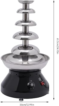 Commercial Chocolate Fountain, 5 Tier 7 lb Capacity Large Commercial Hot Chocolate Fondue Tower Stainless Steel Chocolate Melting Heating Machine for Nacho Cheese Liqueurs Party Wedding (Black)